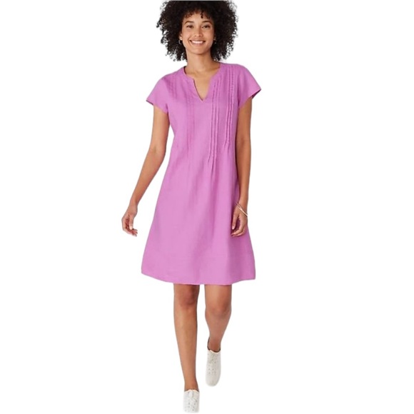 J. Jill Dresses & Skirts - J. Jill Love Linen Pintucked Linen Shift  Dress Lavender Camilla Pink Size XS